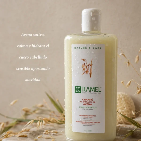 Champú de Avena KAMEL: Avena sativa calma e hidrata el cuero cabelludo sensible aportando suavidad