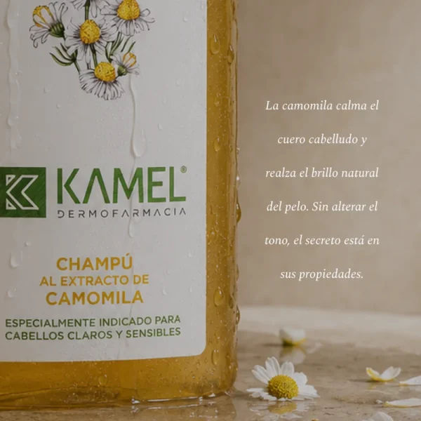 Champú de Camomila KAMEL, calma el cuero cabelludo y realza el brillo natural del pelo