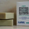 Jabón de Piedra Pómez KAMEL, pastillas junto a su caja producto natural antidurezas