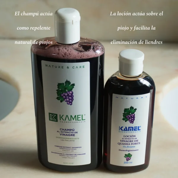 Tratamiento piojos Kamel: champú repelente y loción antiliendres
