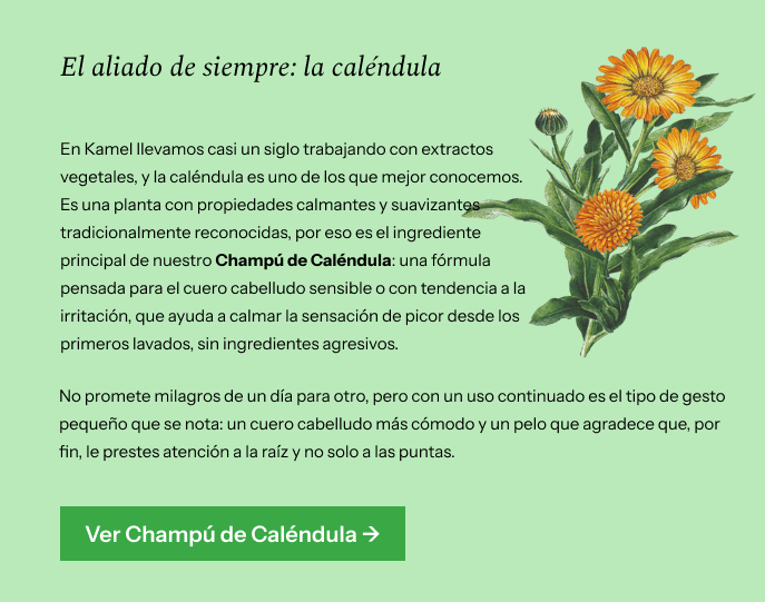 picor cuero cabelludo champú de caléndula kamel